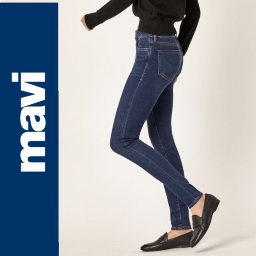 Mavi Dark Wash Adriana Mid Rise Super Skinny Jeans